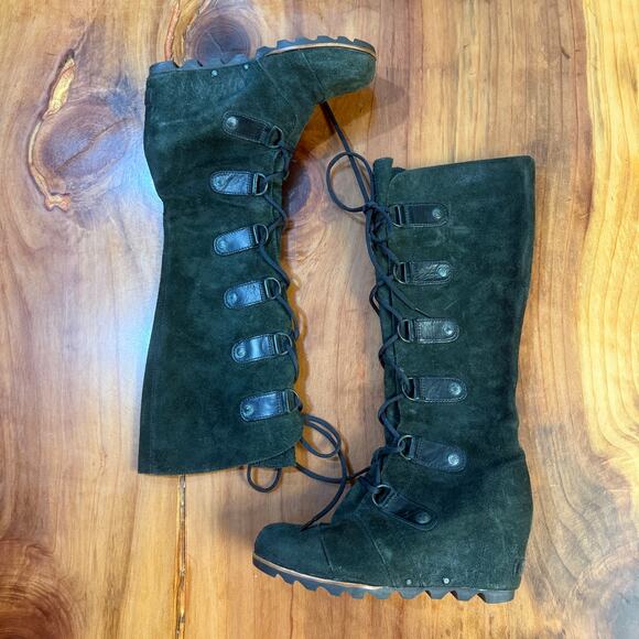 Sorel Joan of Arc Women's wedge heel Boots 8 B Leather Suede Tall 1477311010 - Picture 1 of 10